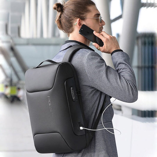 Luxxy Premium Executive Backpack - Fits 15" Laptops, Waterproof, USB Charging Port, TSA-Approved Lock
