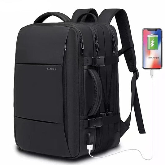 Deluxe Waterproof Travel Backpack - Fits 17" Laptop, Expandable Design, USB Charging Port